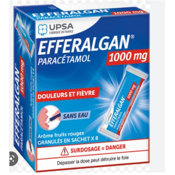 Efferalgan 1000Mg Granules Sachet8 fruits rouges