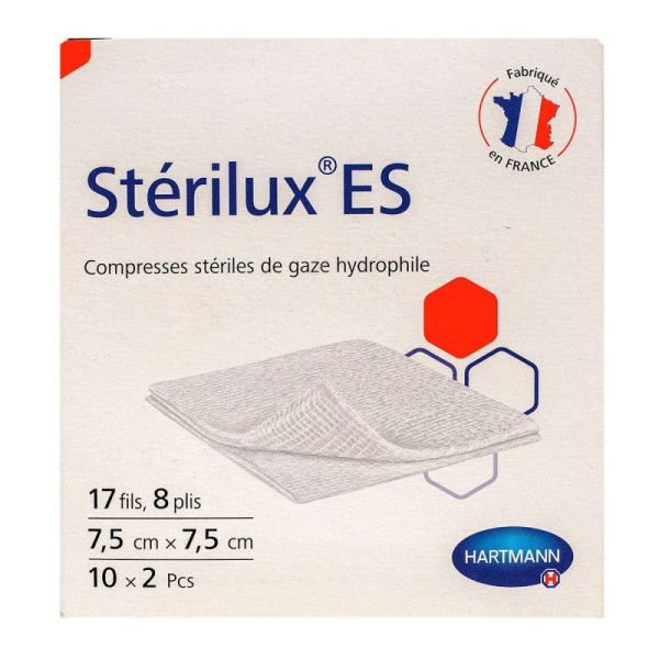 Stérilux Compresses de gaze stériles 7,5 x 7,5 cm - Nettoyage plaies