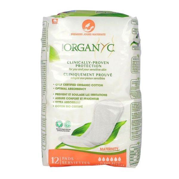 Organyc Serviettes maternité premiers jours x 12