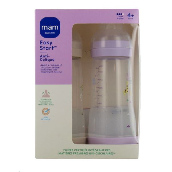 Mam easy start anti colique 2 x 320 ml sable et lilas