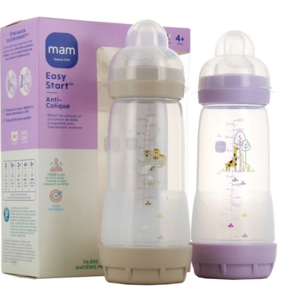 Mam easy start anti colique 2 x 320 ml sable et lilas